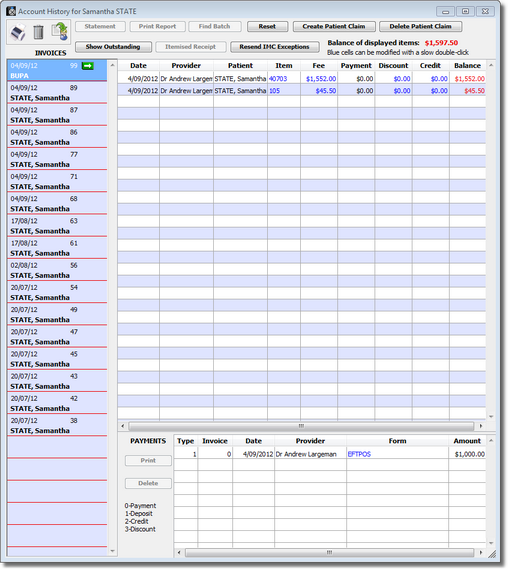 Account history main page